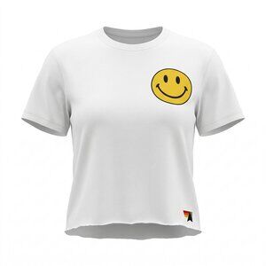 Aviator Nation Smiley 2 Boyfriend Tee White Vintage Graphic T-Shirt Made in USA